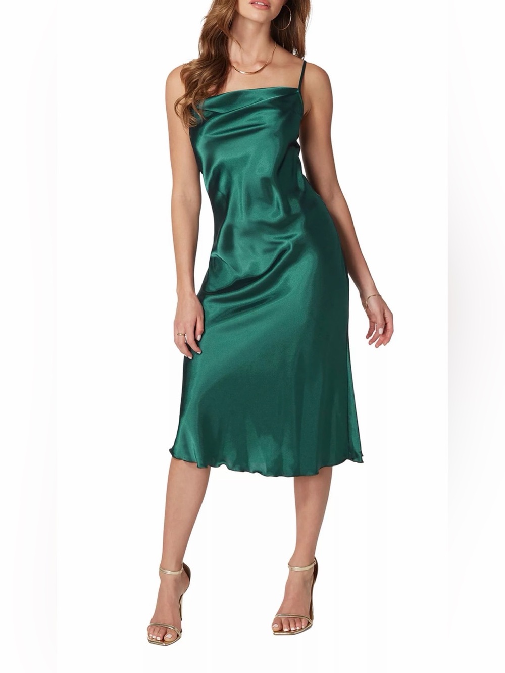 Bebe Satin Cowl Neck Midi
Dress